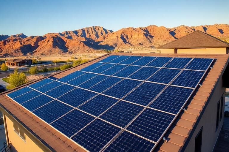 Rooftop solar array installation on a Utah home