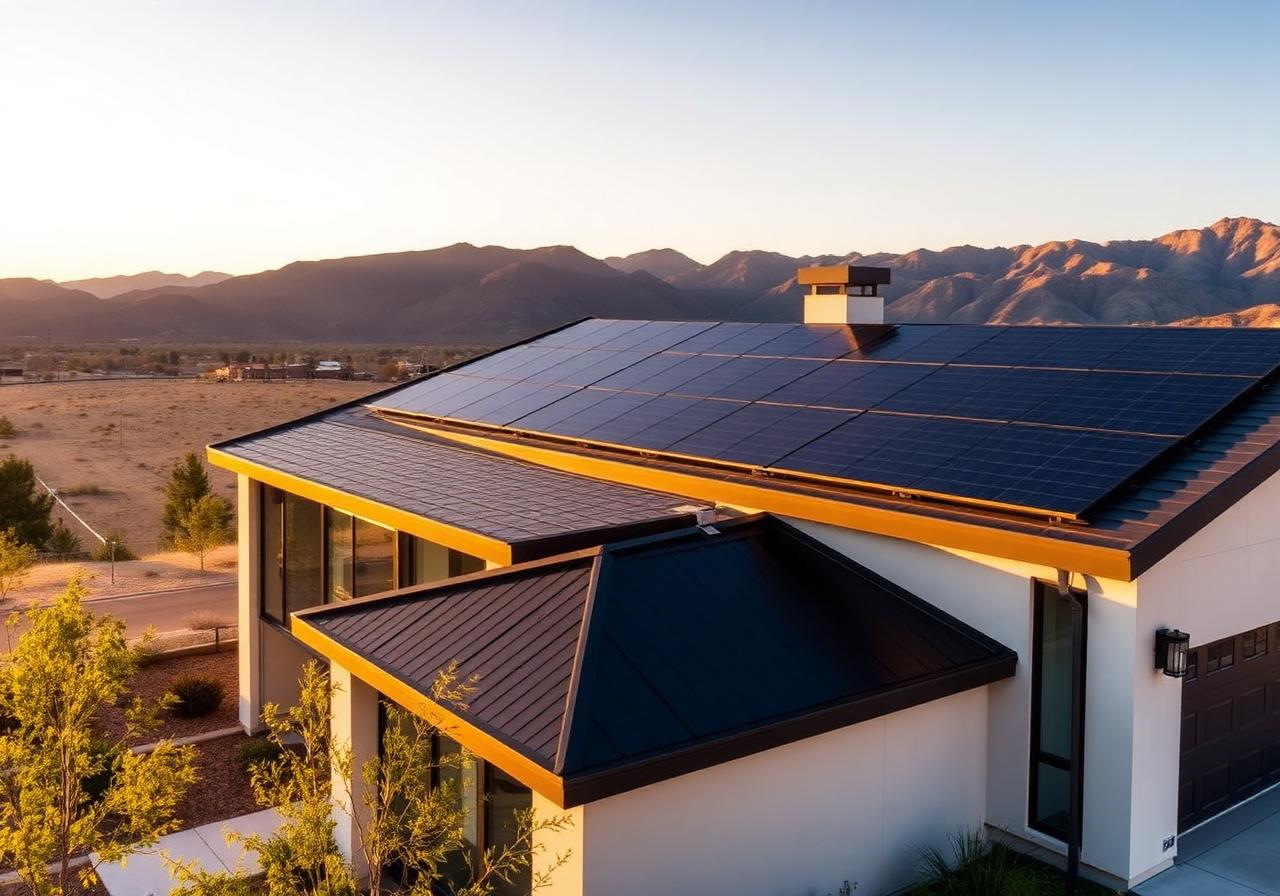 Rooftop solar array on a modern Utah home